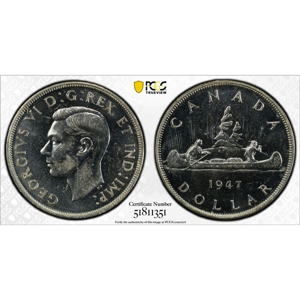 CANADA: George VI, 1937-1952, AR dollar, 1947, PCGS MS62