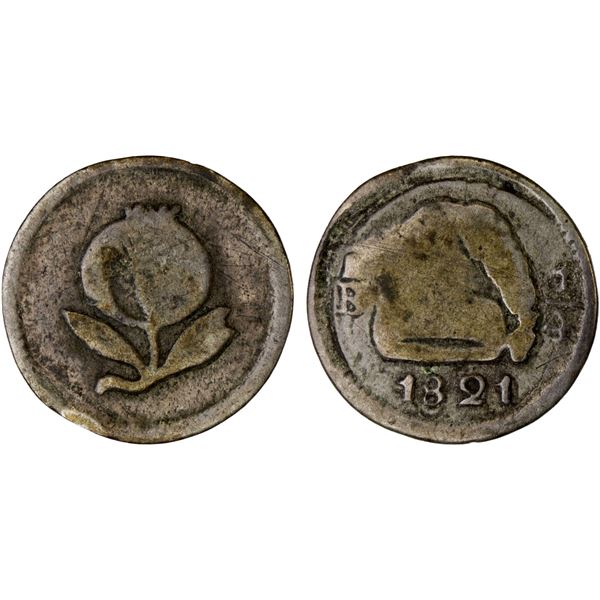 COLOMBIA: Nueva Granada, AR 1/4 real (cuartilla), 1821-BA, VG