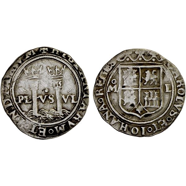 MEXICO: Carlos and Johanna, 1516-1556, AR real (3.29g), ND (1542-55)-Mo, VF