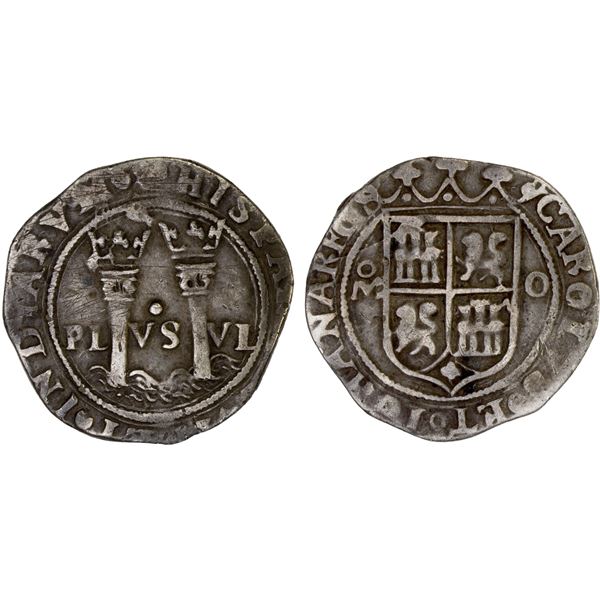 MEXICO: Carlos and Johanna, 1516-1556, AR real (3.19g), ND (1542-55)-Mo, F-VF