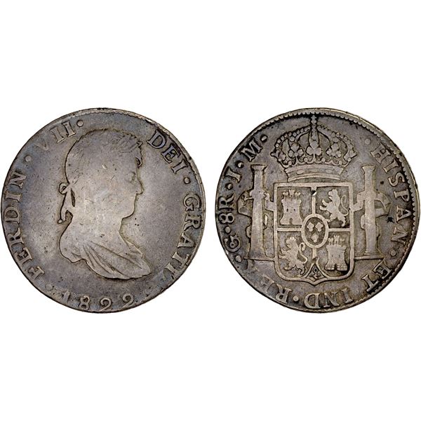 MEXICO: Fernando VII, 1808-1833, AR 8 reales, 1822-Go, Fine