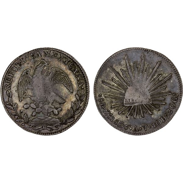 MEXICO: Republic, AR 8 reales (26.97g), 1826-Zs, Choice VF
