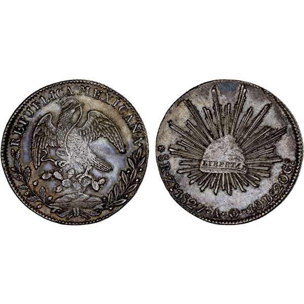 MEXICO: Republic, AR 8 reales (26.20g), 1827-Zs, Choice XF