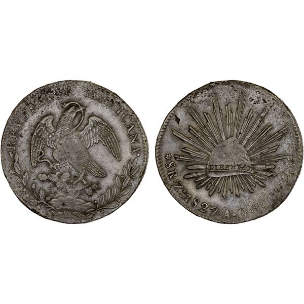 MEXICO: Republic, AR 8 reales (26.79g), 1827-Zs, VF-XF
