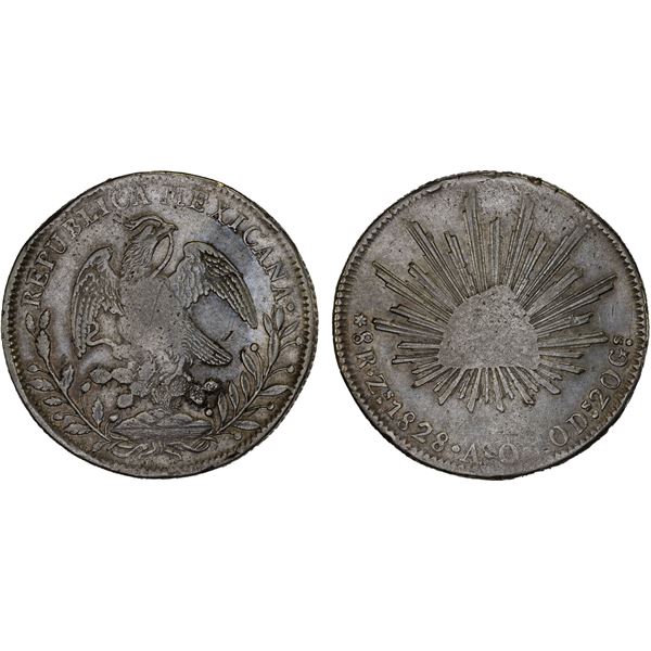 MEXICO: Republic, AR 8 reales (26.49g), 1828-Zs, VF-XF