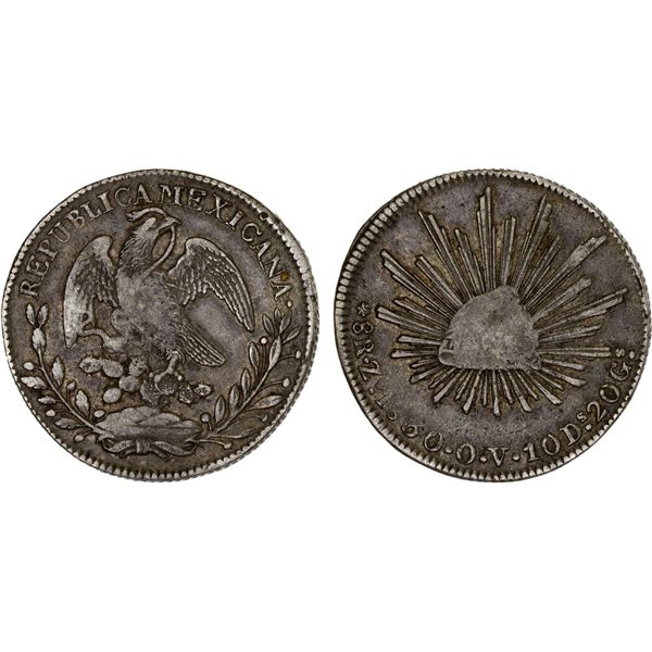 MEXICO: Republic, AR 8 reales (26.99g), 1830-Zs, VF-XF