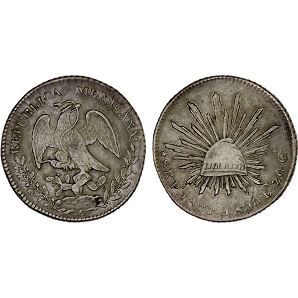MEXICO: Republic, AR 8 reales (26.78g), 1833-Pi, Choice VF