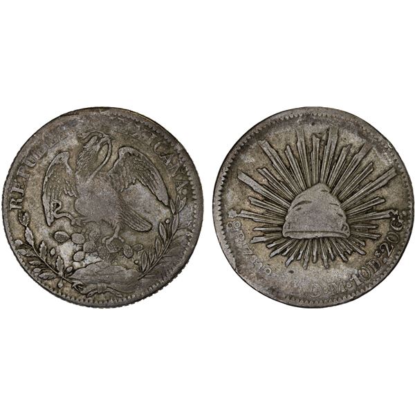 MEXICO: Republic, AR 8 reales (26.68g), 183x-Zs, VF