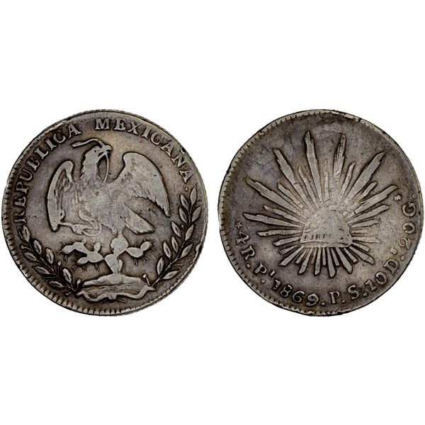 MEXICO: Republic, AR 4 reales, 1869/8=Pi, Fine