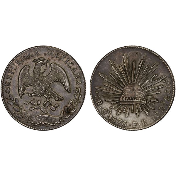 MEXICO: Republic, AR 8 reales (27.01g), 1876-Go, XF