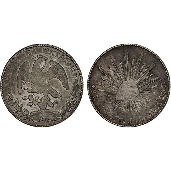 MEXICO: Republic, AR 8 reales (26.90g), 1876-Zs, VF-XF