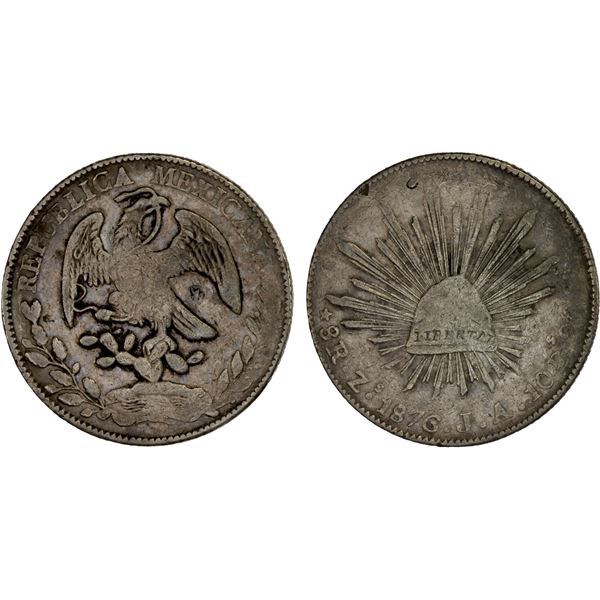MEXICO: Republic, AR 8 reales (26.91g), 1876-Zs, VF