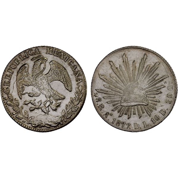 MEXICO: Republic, AR 8 reales (27.20g), 1877-As, Choice XF