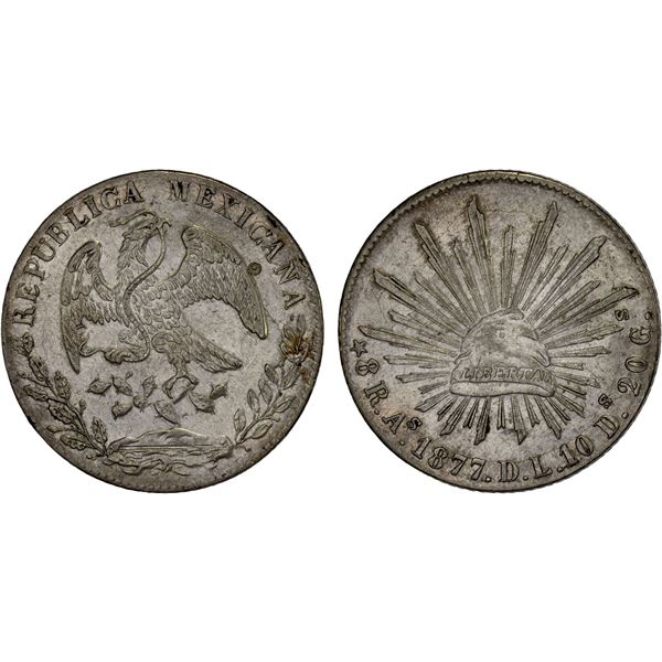 MEXICO: Republic, AR 8 reales (27.01g), 1877-As, XF