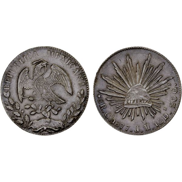 MEXICO: Republic, AR 8 reales (26.91g), 1877-Ca, AU