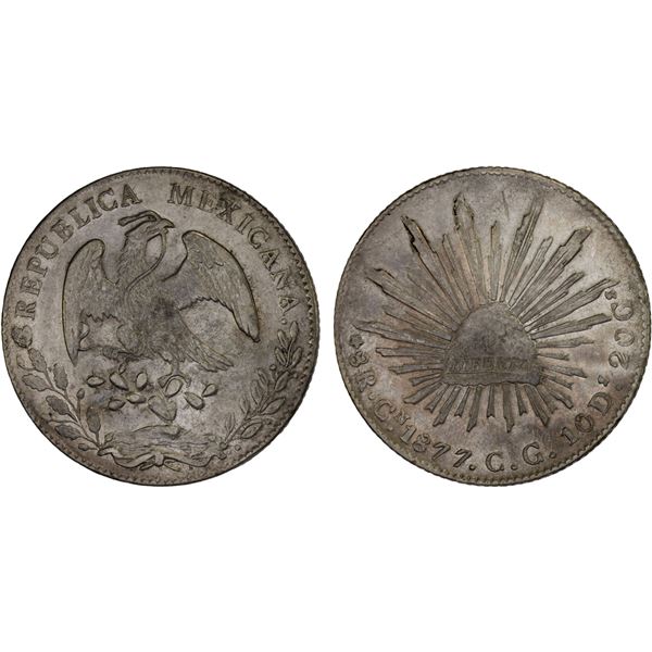 MEXICO: Republic, AR 8 reales (26.86g), 1877-Cn, VF-XF