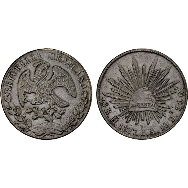 MEXICO: Republic, AR 8 reales (27.14g), 1877-Ho, XF