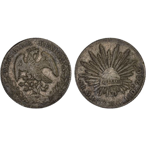MEXICO: Republic, AR 8 reales (26.91g), 1877-Mo, VF