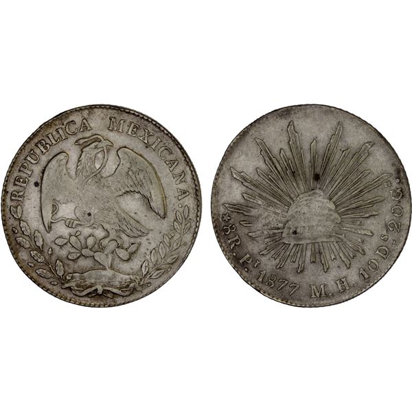 MEXICO: Republic, AR 8 reales (27.08g), 1877-Pi, XF