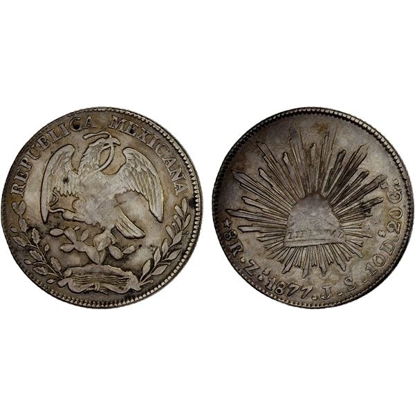 MEXICO: Republic, AR 8 reales (26.97g), 1877-Zs, VF-XF