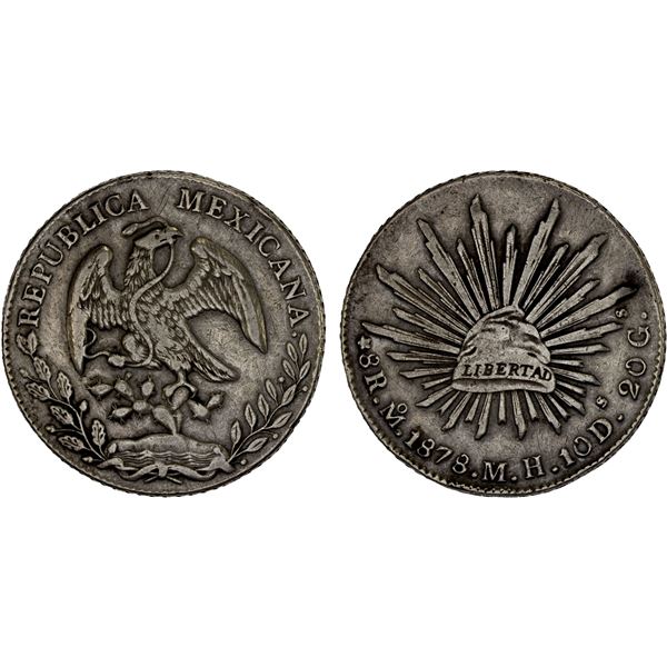 MEXICO: Republic, AR 8 reales (26.85g), 1878-Mo, VF