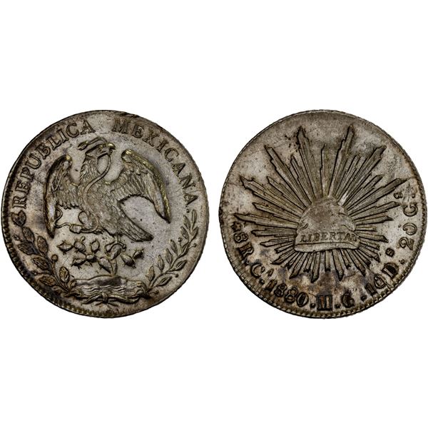 MEXICO: Republic, AR 8 reales (26.88g), 1880-Ca, Choice XF