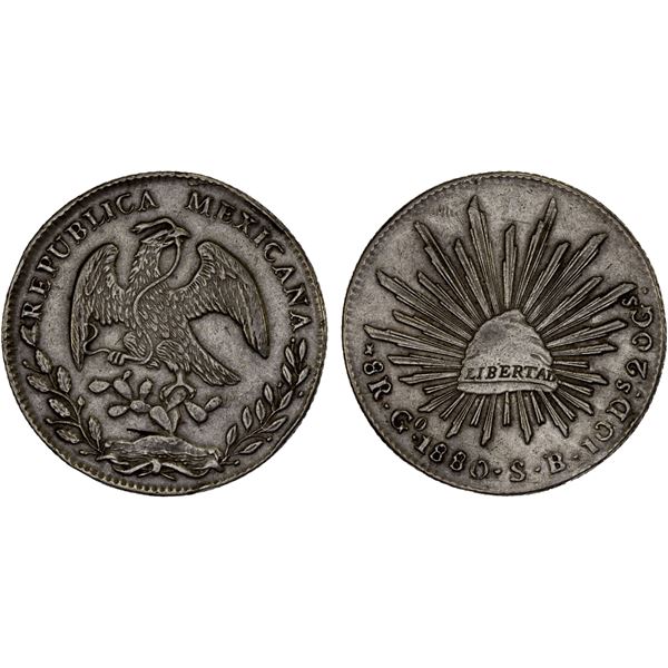 MEXICO: Republic, AR 8 reales (26.99g), 1880-Go, Choice VF