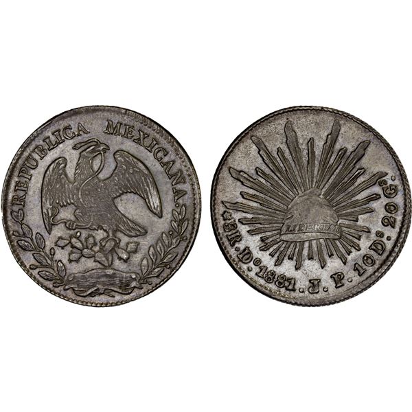 MEXICO: Republic, AR 8 reales (27.22g), 1881-Do, Choice XF