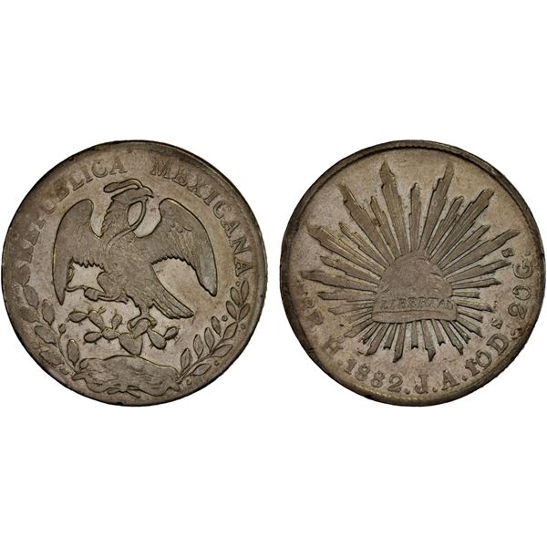 MEXICO: Republic, AR 8 reales (26.71g), 1882-Ho, Fine