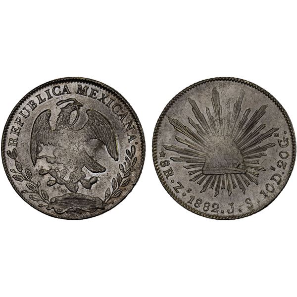 MEXICO: Republic, AR 8 reales (26.97g), 1882-Zs, AU