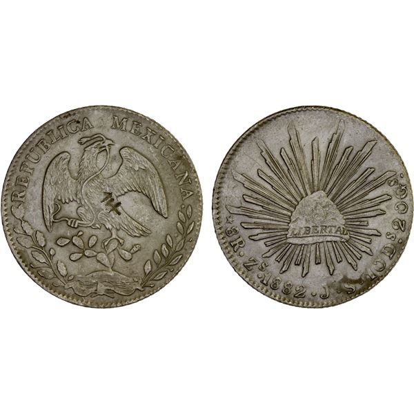 MEXICO: Republic, AR 8 reales (26.90g), 1882-Zs, XF-AU