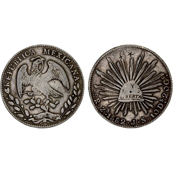 MEXICO: Republic, AR 8 reales (26.89g), 1882-Zs, VF