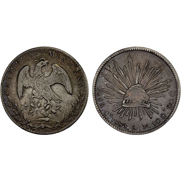 MEXICO: Republic, AR 8 reales (26.76g), 1884/4-Cn, VF
