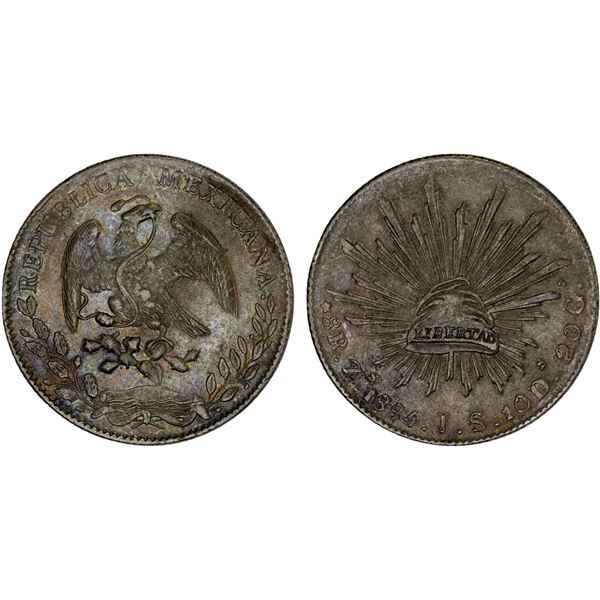 MEXICO: Republic, AR 8 reales (27.03g), 1884-Zs, XF