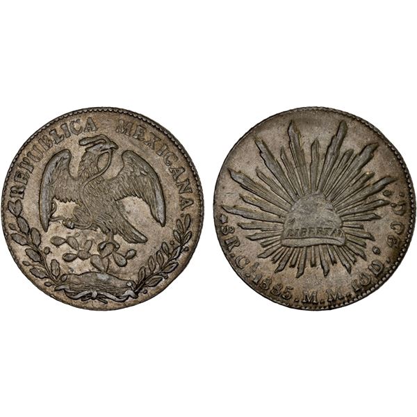 MEXICO: Republic, AR 8 reales (26.63g), 1885-Ca, XF