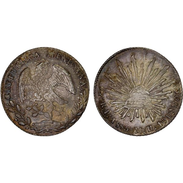 MEXICO: Republic, AR 8 reales (27.18g), 1885-Pi, XF