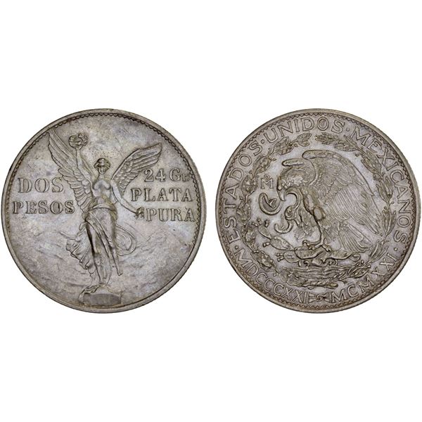 MEXICO: Estados Unidos, AR 2 pesos, 1921, XF