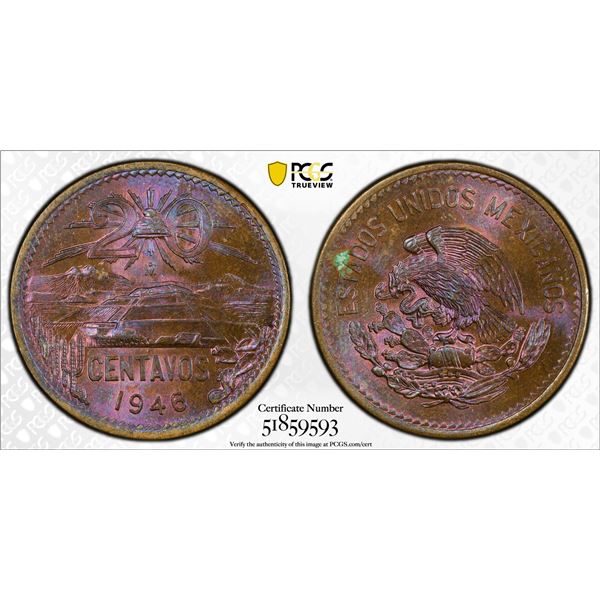 MEXICO: Estados Unidos, AE 20 centavos, 1946-Mo, PCGS MS63 BN