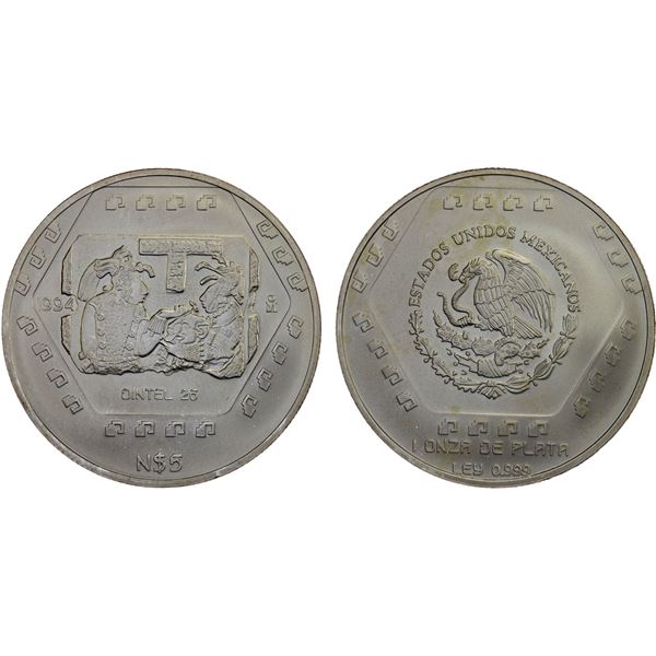 MEXICO: Estados Unidos, AR 5 pesos, 1994, Brilliant UNC