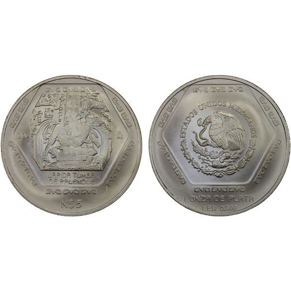 MEXICO: Estados Unidos, AR 5 pesos, 1994, Brilliant UNC