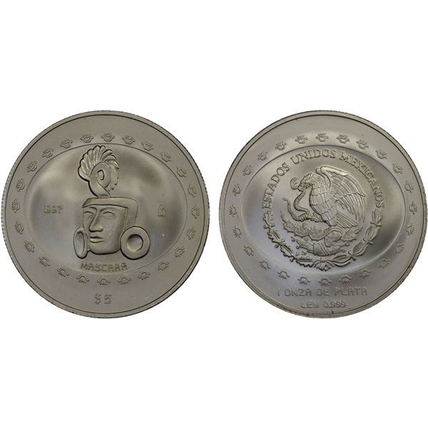 MEXICO: Estados Unidos, AR 5 pesos, 1997, Brilliant UNC