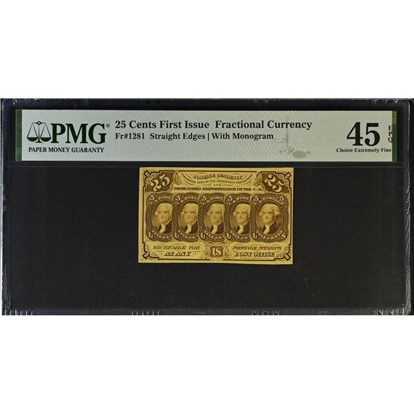 UNITED STATES: 25 cents, 17.7.1862, PMG graded EF45 EPQ