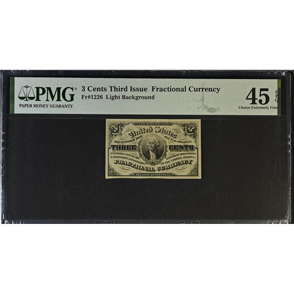 UNITED STATES: 3 cents, 3.3.1863, PMG graded EF45 EPQ