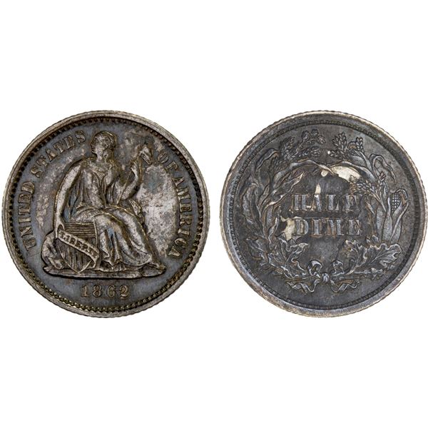 UNITED STATES: AR 1/2 dime, 1872, AU