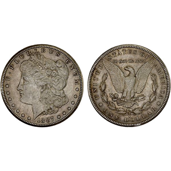 UNITED STATES: AR dollar, 1887-S, XF-AU