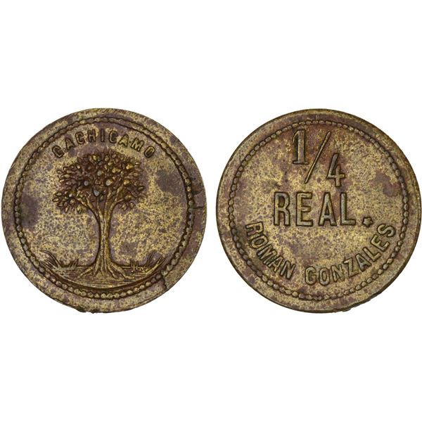 VENEZUELA: Republic, 1/4 real token (1.81g), ND (ca. 1920?), VF-XF