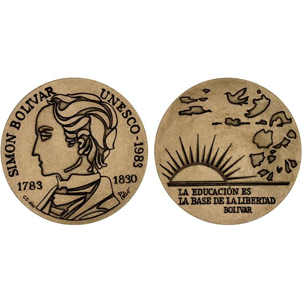 VENEZUELA: Republic, AE medal (106.51g), 1983, Choice Unc
