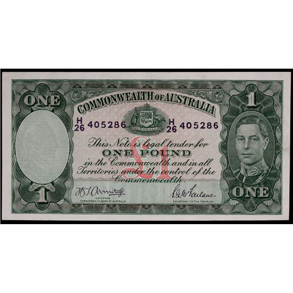 AUSTRALIA: George VI, 1936-1952, 1 pound, ND (1938-52), XF-AU
