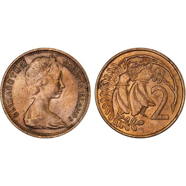 NEW ZEALAND: Elizabeth II, 1952-2022, AE 2 cents, ND (1967), Unc