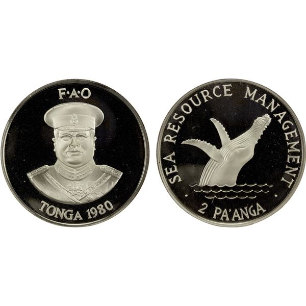 TONGA: Tupou IV, 1967-2006, AR 2 pa'anga, 1980, NGC PF67 Ultra Cameo